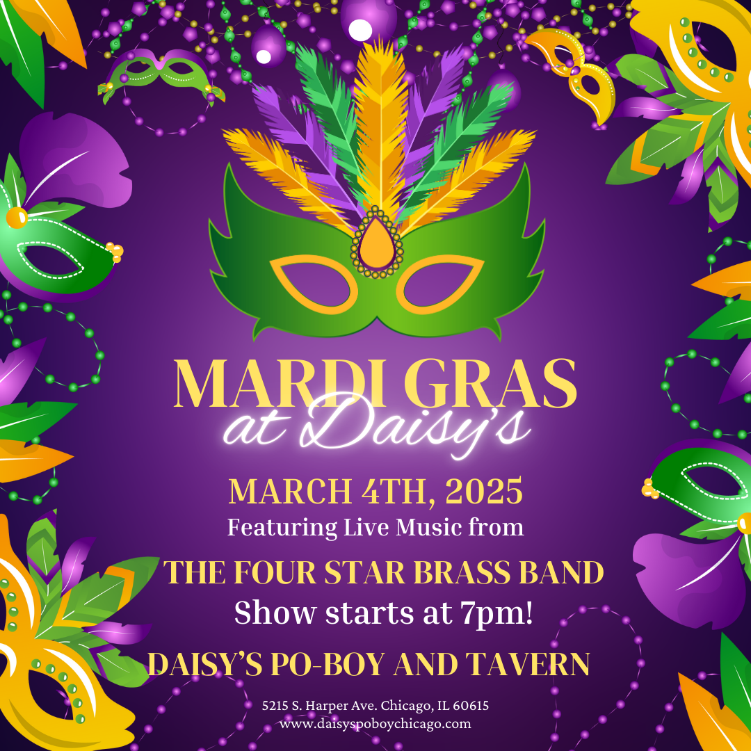 Daisy's Po Boy and Tavern Mardi Gras Flyer